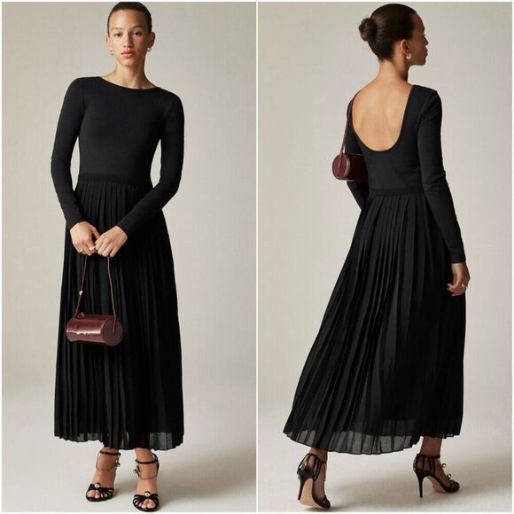 J.Crew Pleated Ballet Dress in Stretch Cotton Blend Black Size S NWT CF797 - Picture 1 of 14